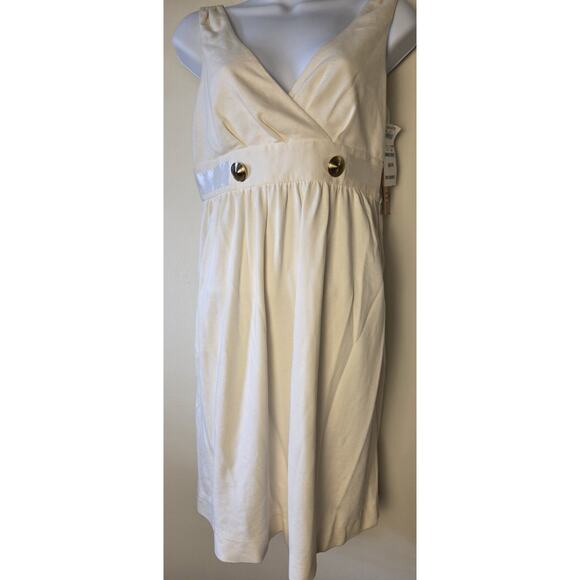 Cynthia Steffe Dress Womens 6 Sleeveless V Neck Ivory Lined Zip Knee Length NWT - Picture 1 of 16